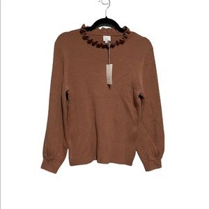 Ribbed Sweater with Ruffle Detail